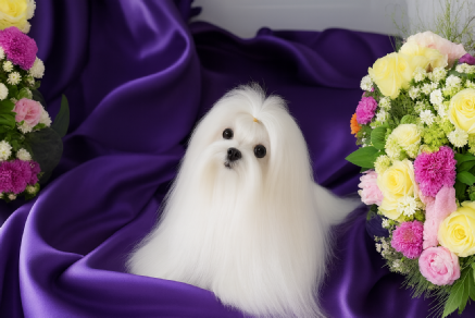 AKC Maltese with silky white coat